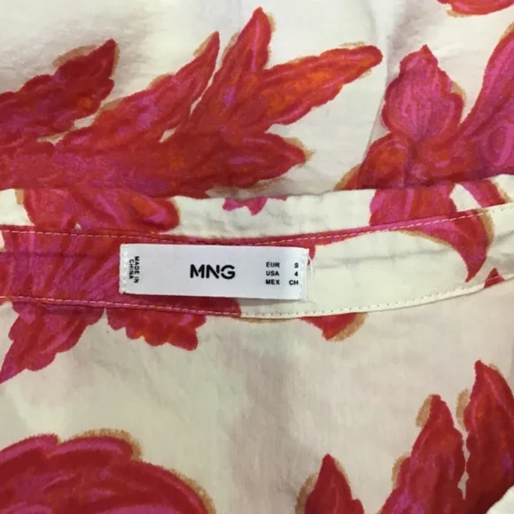 MNG Women Size SM Flowy Pink Floral 3/4 Sleeve Blouse Comfy Elegant Feminine - Picture 9 of 12